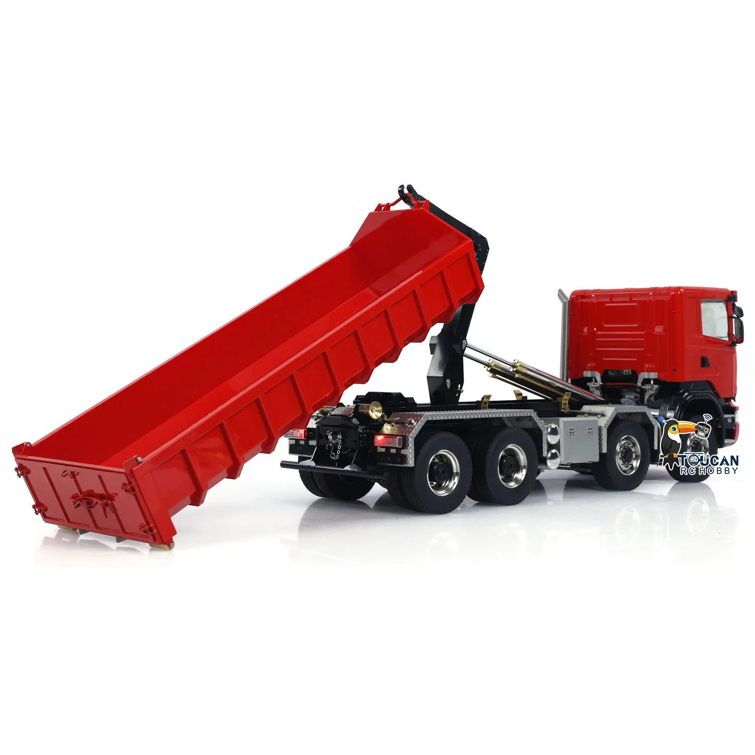 1/14 Hydraulic Full RC Dump Truck 8x8 Roll on off Dumper Tipper 3-speed Transmission Differential Lock Axles Light Sound Trucks 6