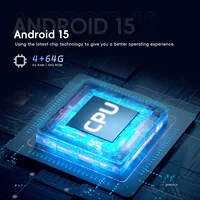 Podofo Autoradio Android 15.0 universel 9 pouces avec Carplay sans fil, écran tactile WIFI, unité centrale Android 1din, BT, DAB+, USB, caméra de recul, systèmes multimédias intelligents pour voiture 2