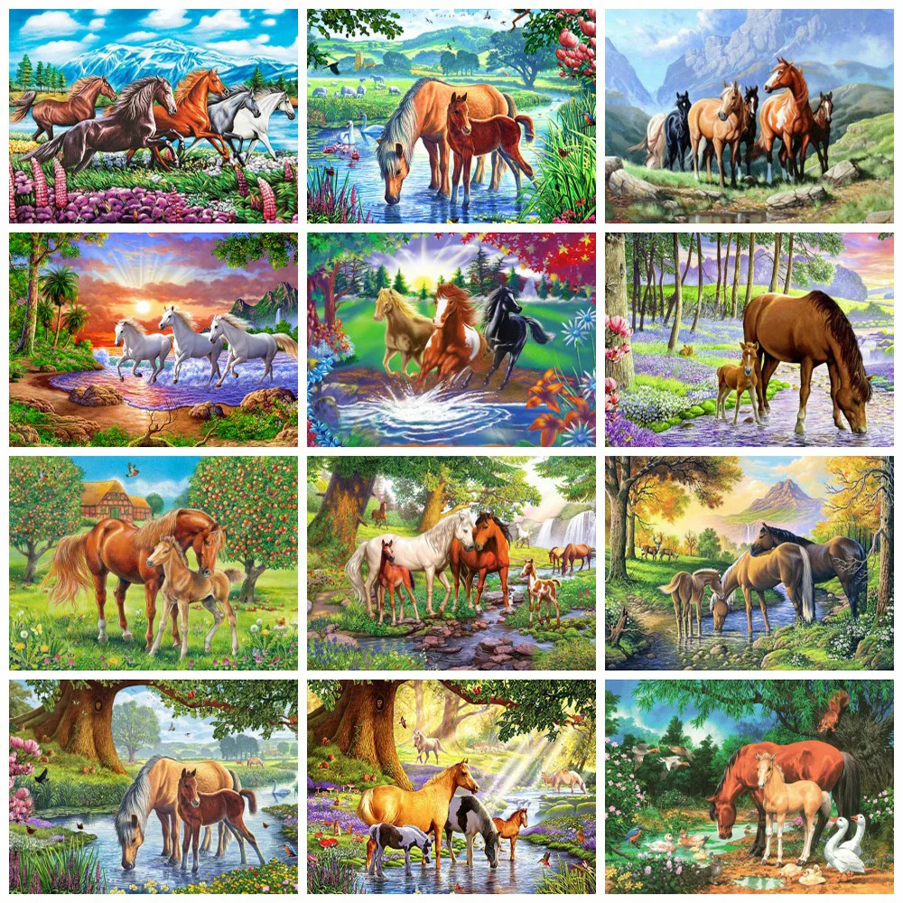 Evershine Diamond Painting Horse 5D Diamond Embroidery Animal Mosaic  Scenery Mountain New Arrival Cross Stitch Wall Decoration - AliExpress