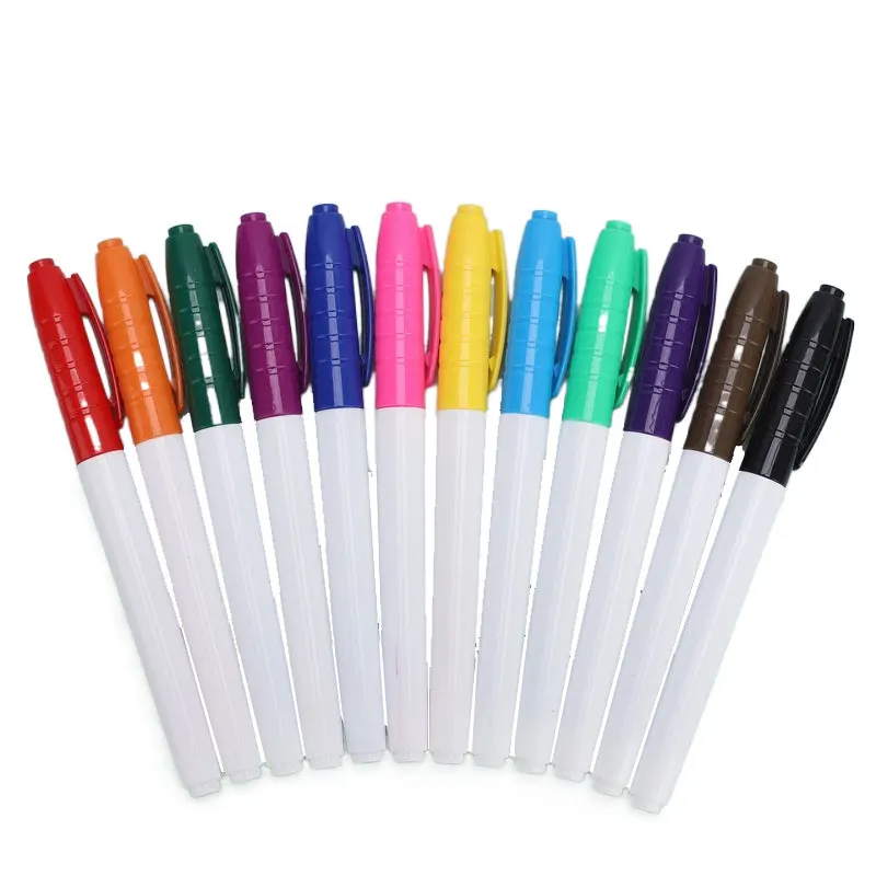 6Pcs/Lot 0.5MM Erasable Whiteboard Pen 12 Colors Erasing Pen Blackboard Art Marker Office Writing Stationery School Supplies