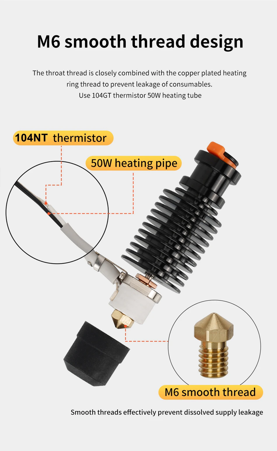 aquecimento cerâmico e bimetal heatbreak e3dv6 pt100