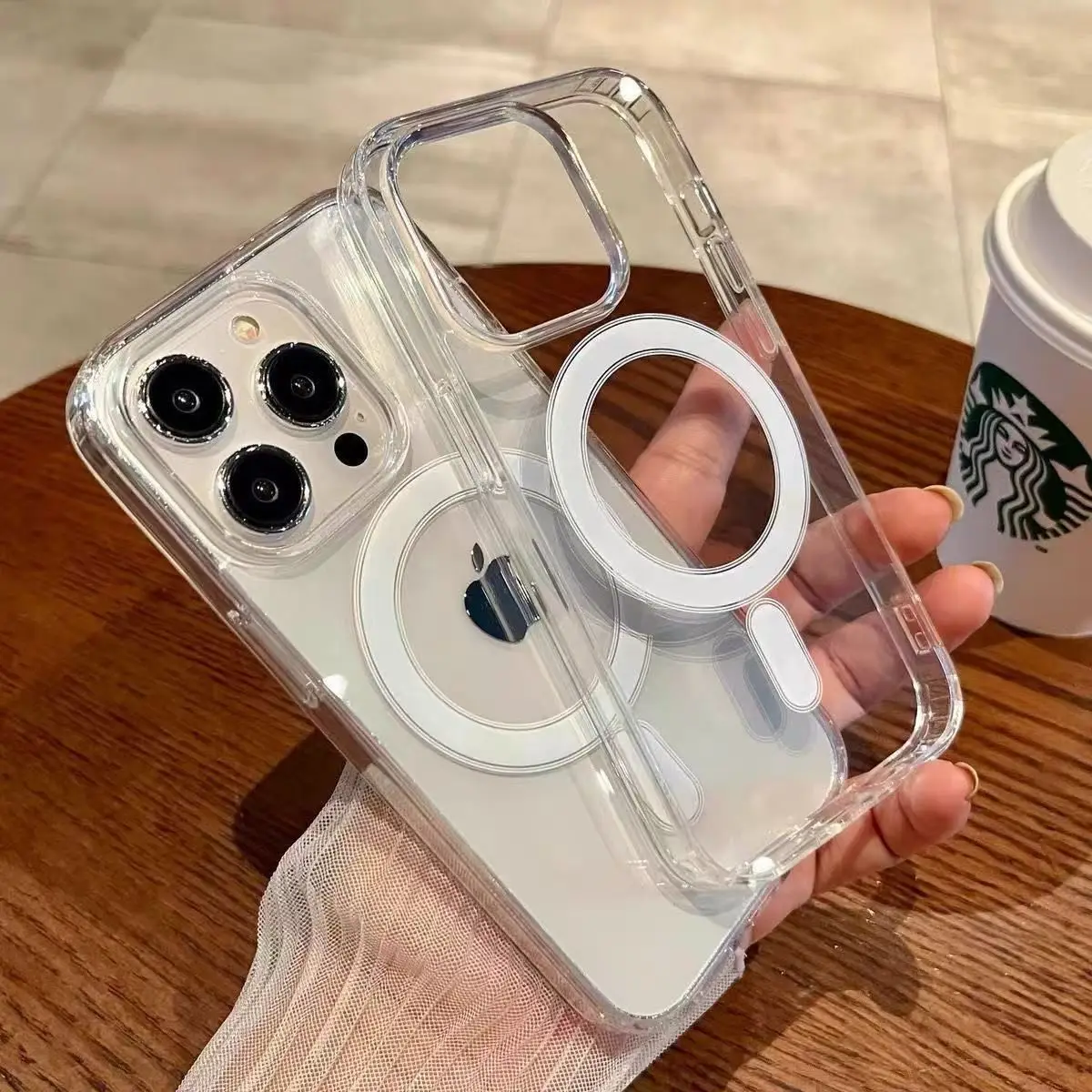 Funda Magnética Transparente de Acrílico para iPhone 17 Pro Max, Ultra Delgada, Resistente a Impactos, Compatible con Carga Inalámbrica MagSafe