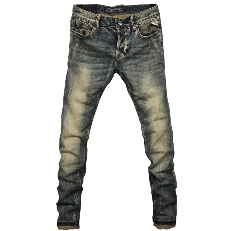 MEN FASHION Korean Style Clothes Brushed Fleece Denim Cargo Vintage Winter Straight Slim Luxury Streetwear 90s Trousers for Men