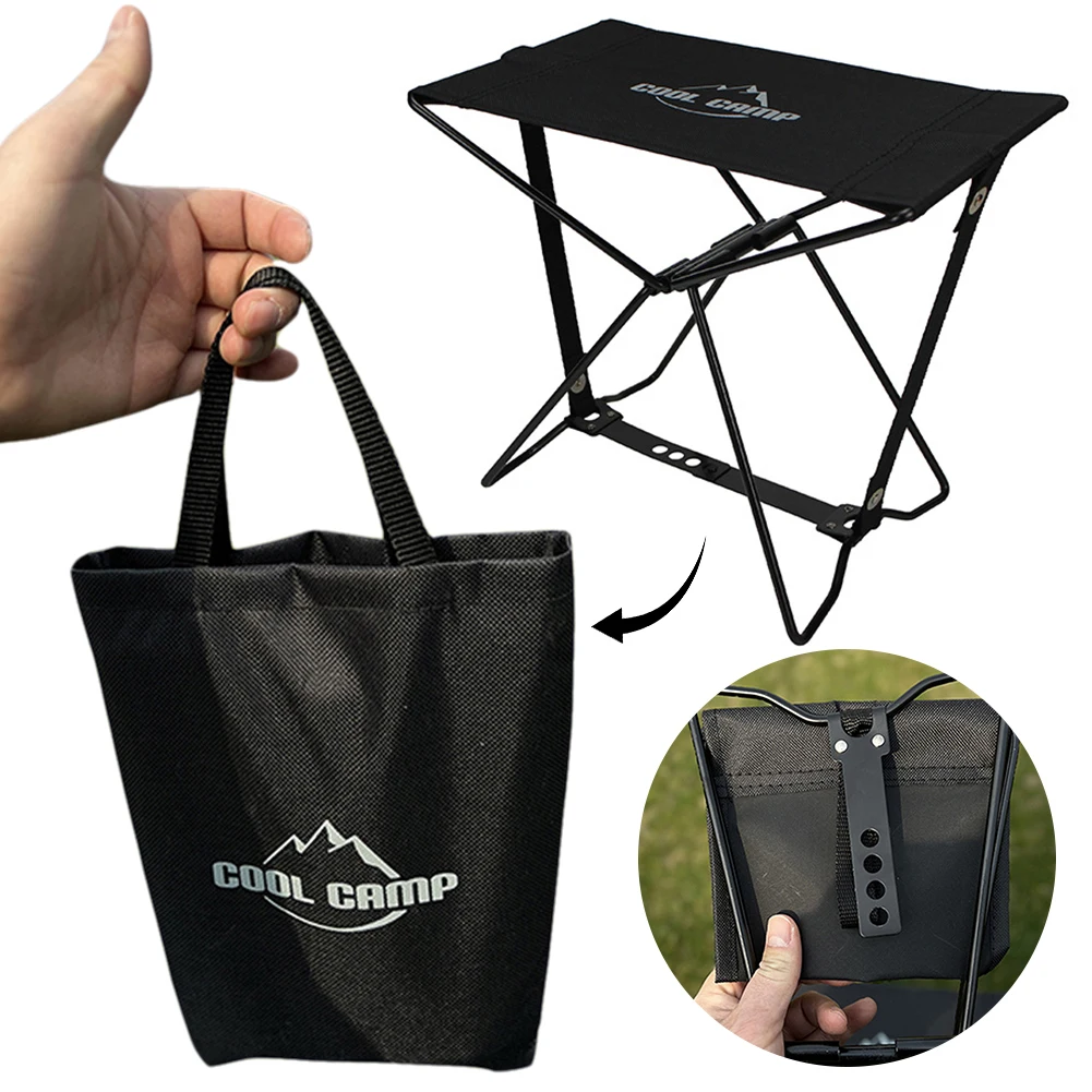 Oxford Cloth Camping Stool Hold Up To 100KG Folding Stool Portable Outdoor Stool for Subway Train Queuing Picnic Camping Fishing