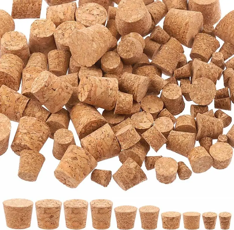 Wooden Cork Stopper 5/100pc Top DIA 8mm To 58mm Lab Test Tube Kettle Pudding Bottle Burette Tube Plug