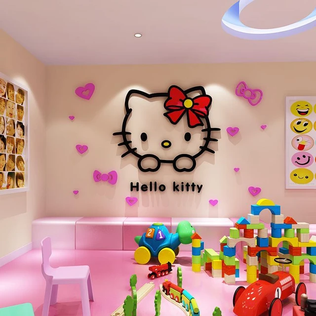 Hello Kitty 3d three-dimensional wall stickers painting cartoon