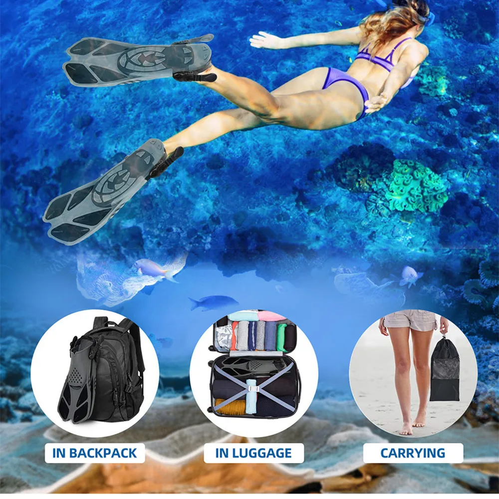 4 Attaches De Palmes Noir – Économiseurs De Palmes En Nylon 32 Cm – Natation / Plongée