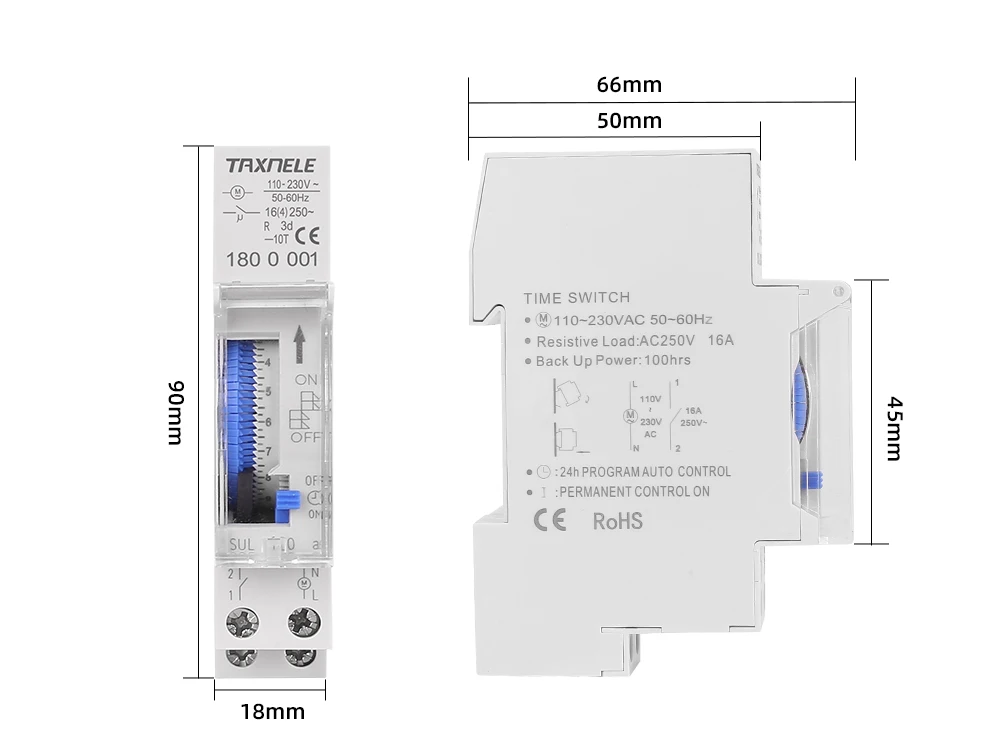 Minuterie Mécanique GreenBlue GB360 F — 48 Programmes, Max 16A, IP20, Idéale Pour Chauffage Ou éclairage