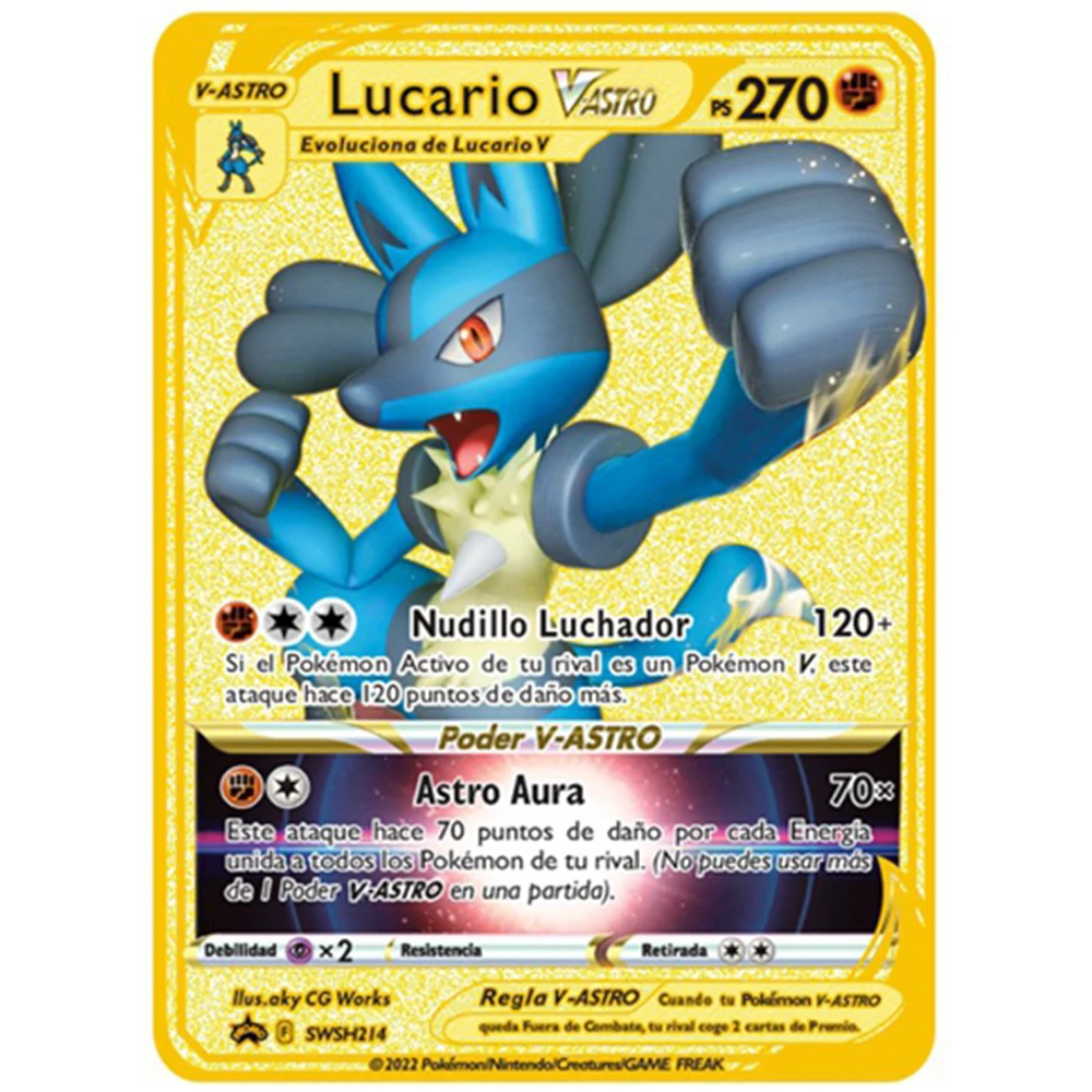 Spanish Pokemon Metal Card Pokémon Letters V VMAX Charizard GX Pikachu cartas  pokemon español Collection Gold Cards Kid Toy Gift