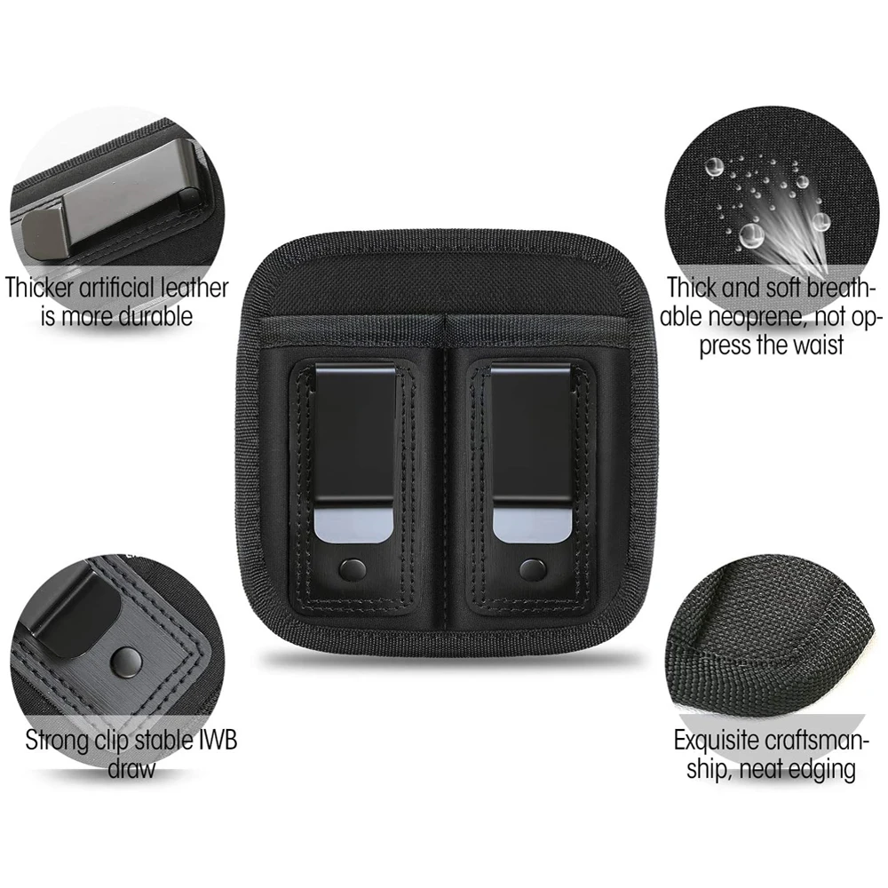 Universal Double Magazine Pouch For 9mm .40 .45 .380 .357 IWB Mag Holster Concealed Cary For Double Stack Mag Holder Glock