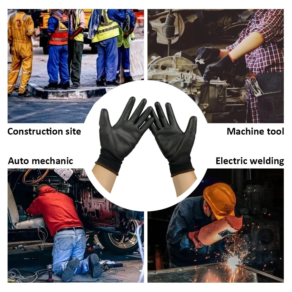 Work Gloves Protective Gloves 1-50 Pairs of Nylon PU Gloves Safety Work Gloves Repair Special Palm Coated Carpenter Repair Worker Supplies