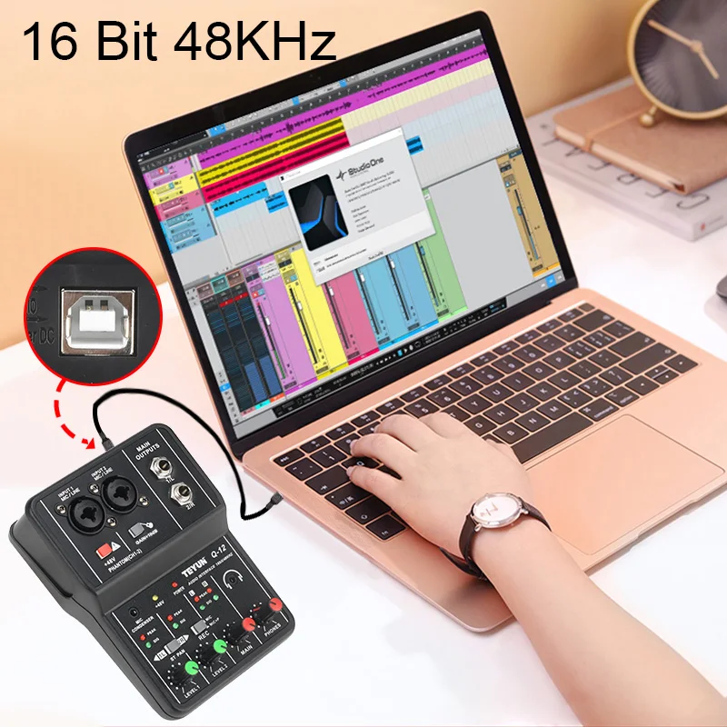 Professional Audio Interface Sound Card Computer Electric Guitar Live Recording Audio Equipment For Studio Singing Q12 audio interface