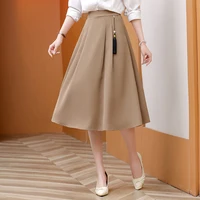 2024 New Solid Color Fringe Skirt Summer Classic Clothing Women's Loose Plus Size Skirt New Street Elegance Calf Belly Skirt - Image 2