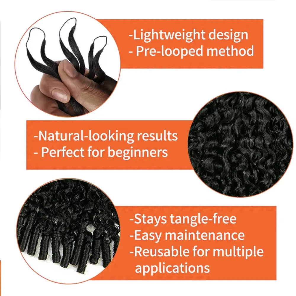 Burmese Curly Crochet Human Hair Feather Knotless Pre-Separated Crochet Hair Extensions Full Head Brazilian Hair For Women 2