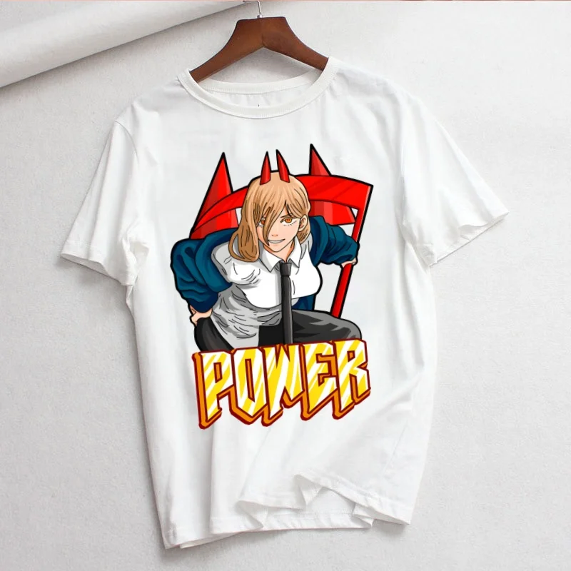 Pochita Makima Denji Aki Power Frauen Sommer Kurzarm Mode Druck Dame T-shirts Top T Shirt Damen Weibliche T T-Shirt – Detail 19