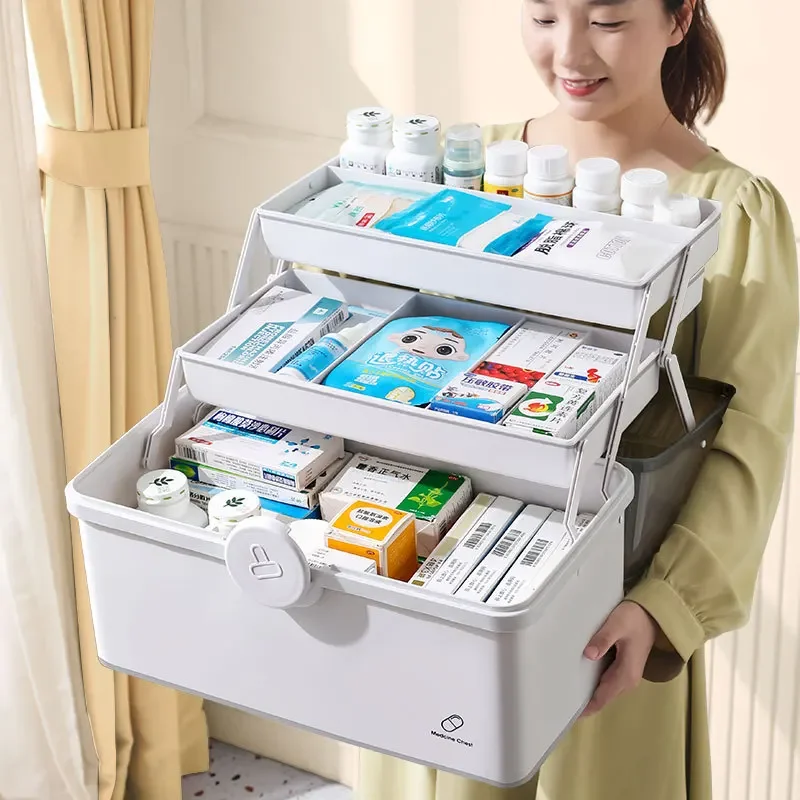 

Medical Home Aid Multi Kit Large Layer First Portable Box Tool Classification Organization With Capacity Handle Storage