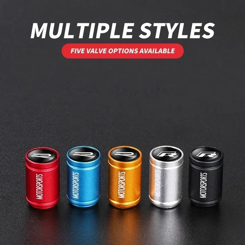 4Pcs 금속 자동차 휠 타이어 밸브 캡 VW 폭스바겐 GTI R Rline 골프 비틀 파사트 샤란 제타 용 방수 방진 커버