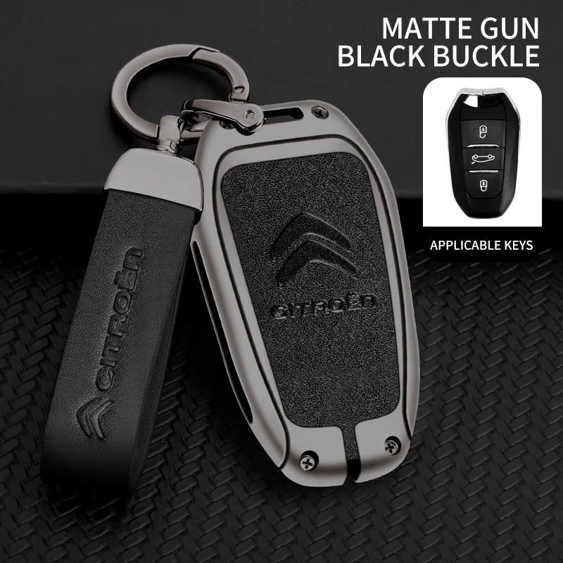 thumbnail image 1 of Funda protectora para llave de coche de cuero de aleación de zinc para Citroën C1 C2 C4 C6 C3-XR Picasso Grand DS3 DS5, accesorios para coche, 1 of 5