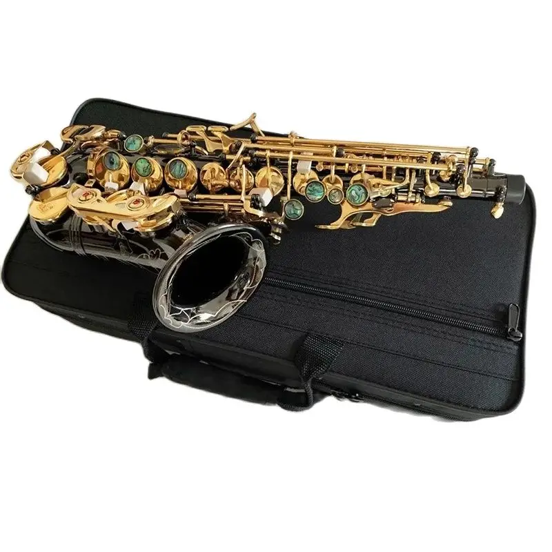 

Super Japan S-991 High-quality curved Soprano Sax Black gold key Bb music instrument Professional