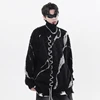 2024 Men Turtleneck Sweater Streetwear Distressed Knitted Sweater Ripped Hole Hip Hop Retro Pullover Harajuku Sweater Soft Black 3