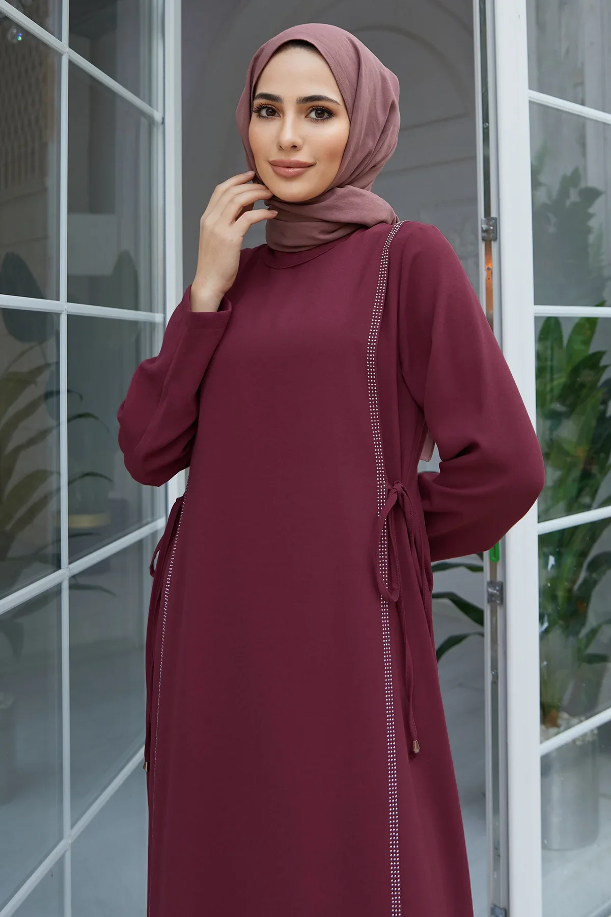 Sad3383b8c8f344429debad2e40a1d5fep Eid Muslim Dress Women Abaya Kimono Kaftan Beading Hijab Dresses Jilbab Dubai Robe Khimar Dubai Islam Clothes Kebaya Abayas Mallzona