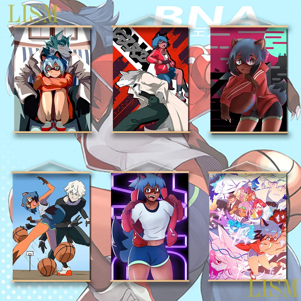 

BNA Brand New Animal Kagemori Michiru Shirou Ogami Anime Poster Solid Wood Hanging Scroll Poster Home Decor Collection