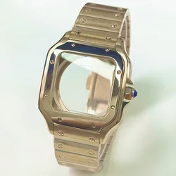 Rose Gold Silver Stainless Steel Square Case for NH35 Movement - Premium Modification Accessory (A4)