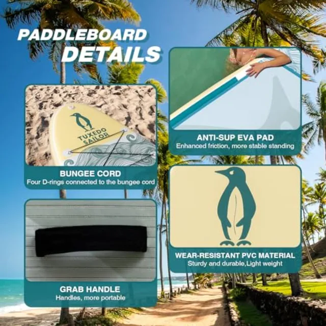 Inflatable Stand Up Paddle Board for adults youth, PVC material, green, 10'6×33×6, includes board, paddle, pump, fins, backpack