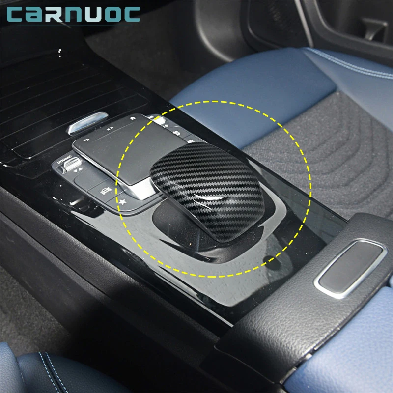 

ABS Carbon Fiber Printing Plastic For Benz A Class W177 2019 2020 2021 2022 Gear Shift Knob Cover Trim Car Interior Accessories