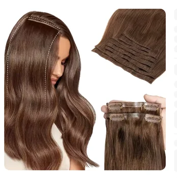 Estensioni dei capelli con clip Capelli umani veri al 100%, estensioni con clip da 12-24 pollici 100-120 g per donne, capelli lisci invisibili