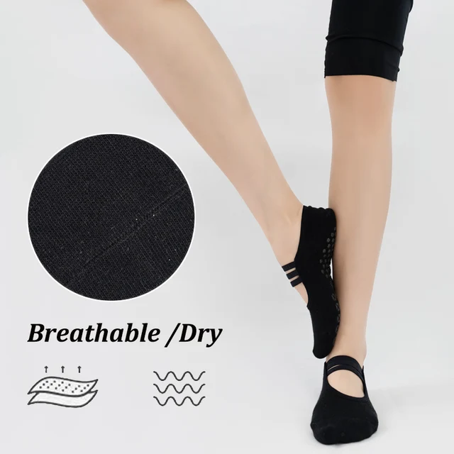 3Pairs Professional Bandage Yoga Socks Non-Slip Backless Pilates Socks Women Sport Ourdoor Fitness Breathable Ballet Dance Socks 2