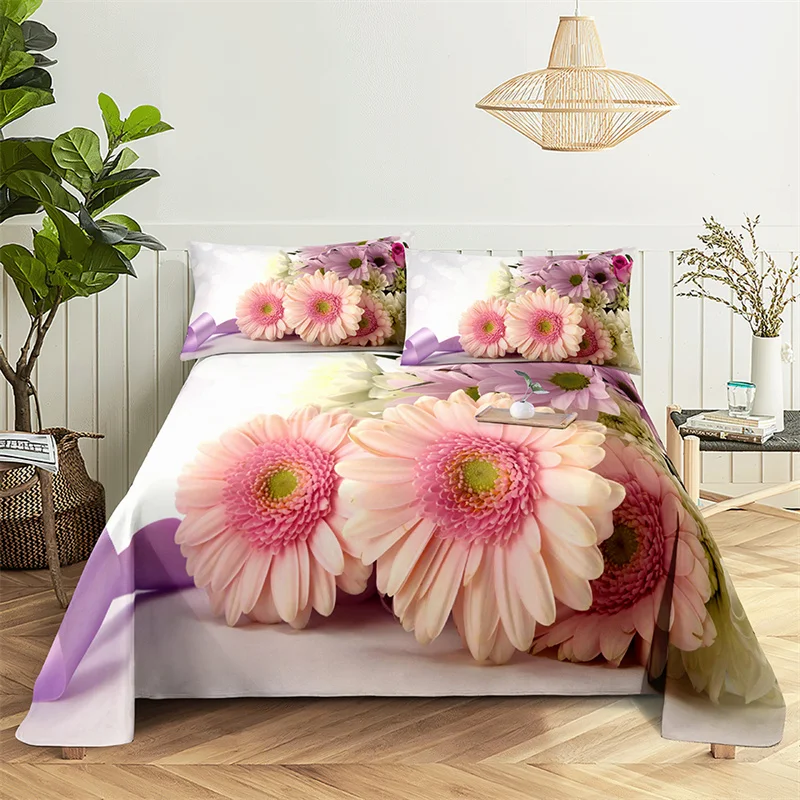 

Pink Daisy Queen Sheet Set Girl, Lovers Room Bedding Set Bed Sheets and Pillowcases Bedding Flat Sheet Bed Sheet Set