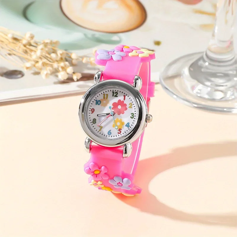 2025 Childrens Watch 3D Pattern Rainbow Flowers