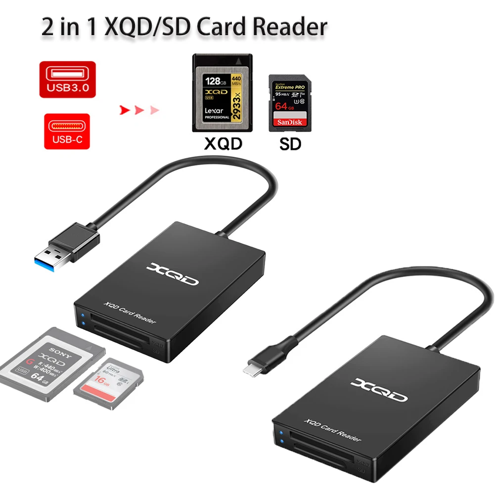 Multi-Function XQD SD Card Reader Type-C USB 3.0 Card Adapter