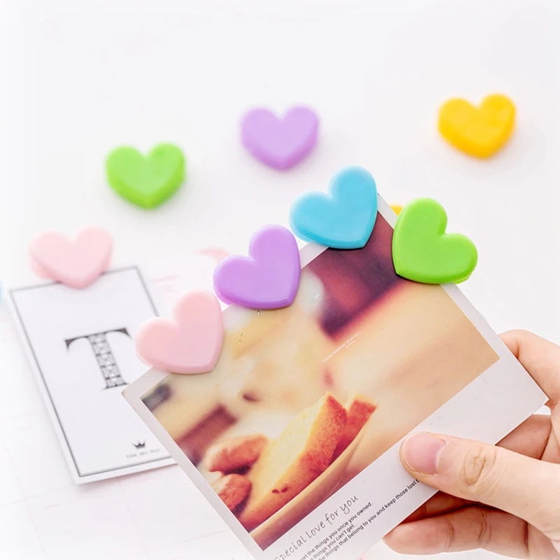 

10pcs Paper Clip Heart Photo Holder Clothespin Notes Letter Memo Paper Clip Plastic Binder Office Accessories Patchwork Clip