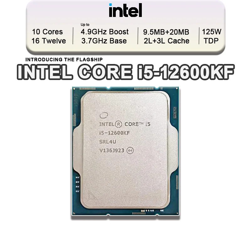 Intel Core i5-12600KF New i5 12600KF 3.4 GHz Ten-Core Sixteen-Thread L3=20M  125W Support DDR4 DDR5 Desktop CPU Socket LGA 1700