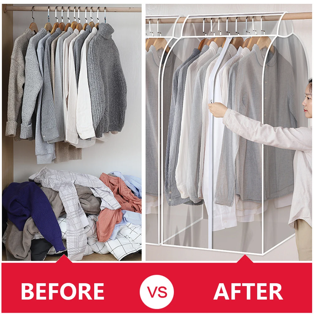 3D PEVA 의류 먼지 커버 의류 보관 옷장 정장 케이스 커버 홈 주최자 가방 드레스 정장 의류 교수형 가방