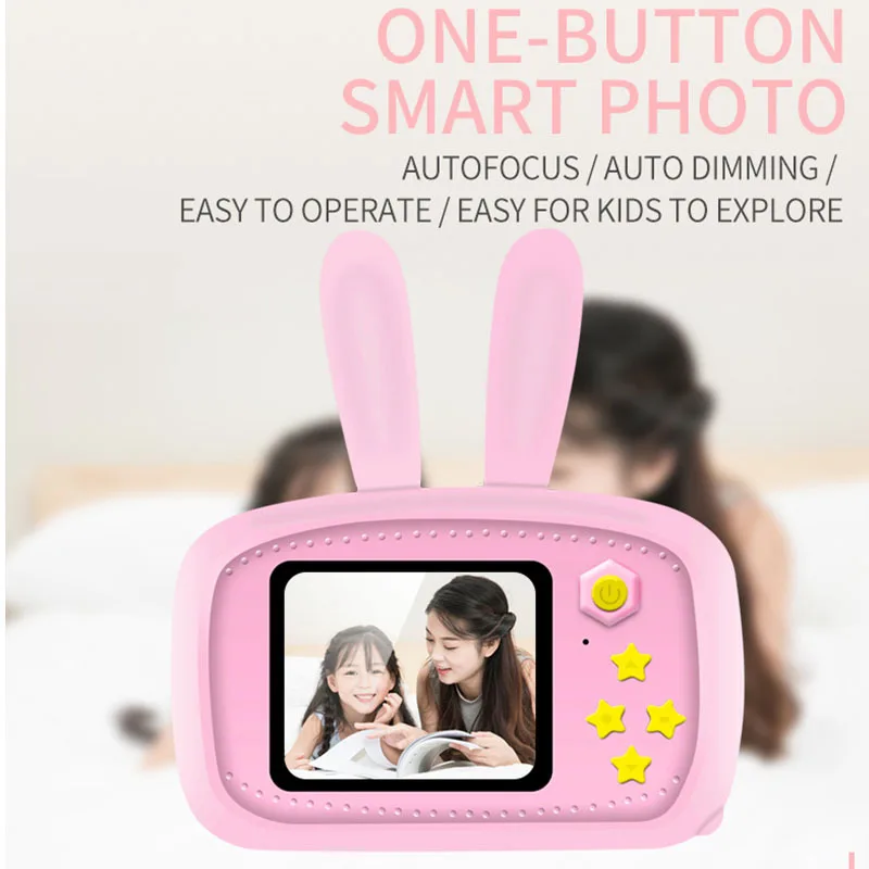 Cartoon Rabbit Camera Toys for Kids 2 Inch HD Screen Educational Portable Video Digital Camera SLR for Children Gift