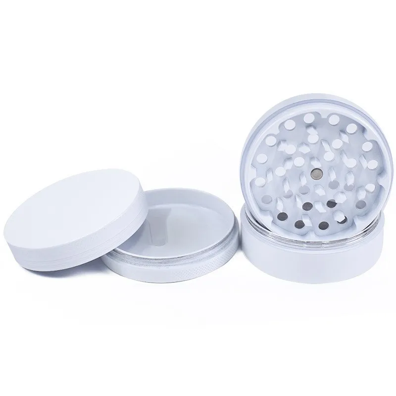63mm White NON-Stick Ceramic Coated Herb Grinder Tobacco Smoke Herbal Crusher Spice Mill Shredder 4-Layer Smoking Accessories 5