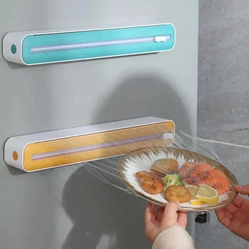 2 In 1 Food Film Dispenser Wrap Dispenser Cutter Storage Box Aluminum Foil Stretch Film Cutter Kitchen Accessories food film dispenser cling wrap dispenser kitchen wrap dispenser plastic wrap dispenser