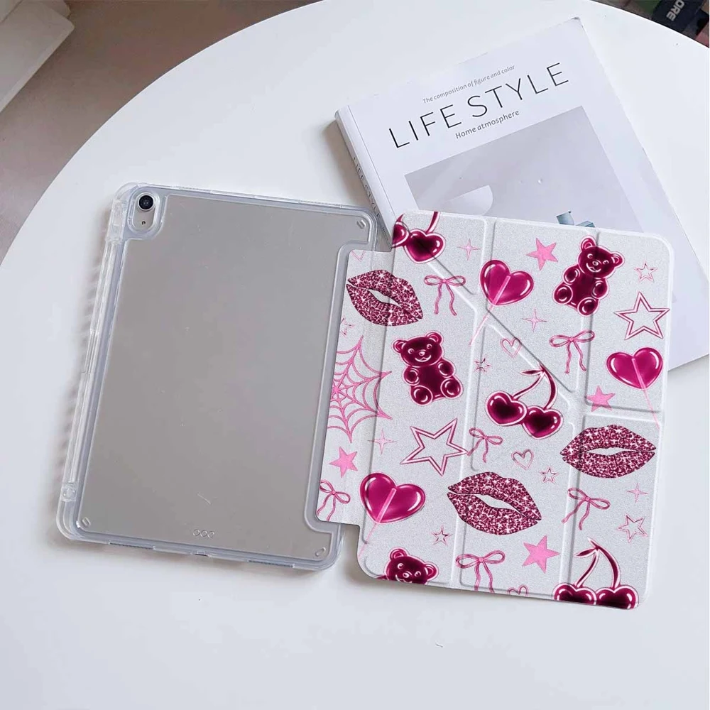 Trendy Candy Lips Stars Tablet Case with Pen Slot - Vibrant Protective Cover