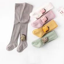 

0-3 Years Spring Autumn New Cartoon Doll Girls' Bottoming Pantyhose Baby Socks Double Bow Boneless Open File Baby Tights