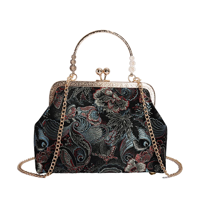 Silk Embroidery Patchwork Crossbody Bag - National Style Fashion Handbag