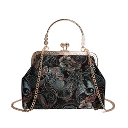 Silk Embroidery Patchwork Crossbody Bag - National Style Fashion Handbag (Butterfly Flower)