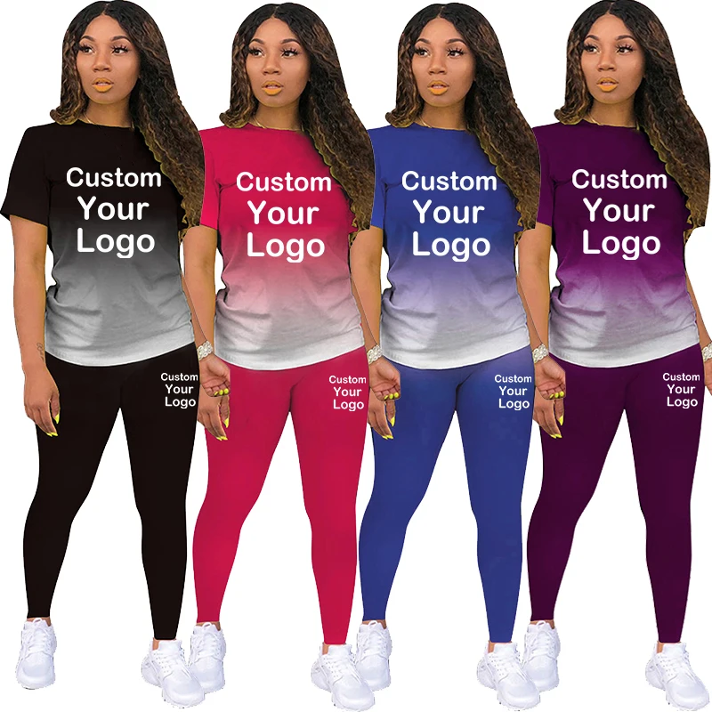 Women Printed Tracksuit Tshirt+Pants Jogging Suit Casual Sportswear Autumn Summer 2 Piece Set 8 Colors monogrammed men s tracksuit polo shirt pants summer tracksuit jogging pants street wear top polo shirt business menswear