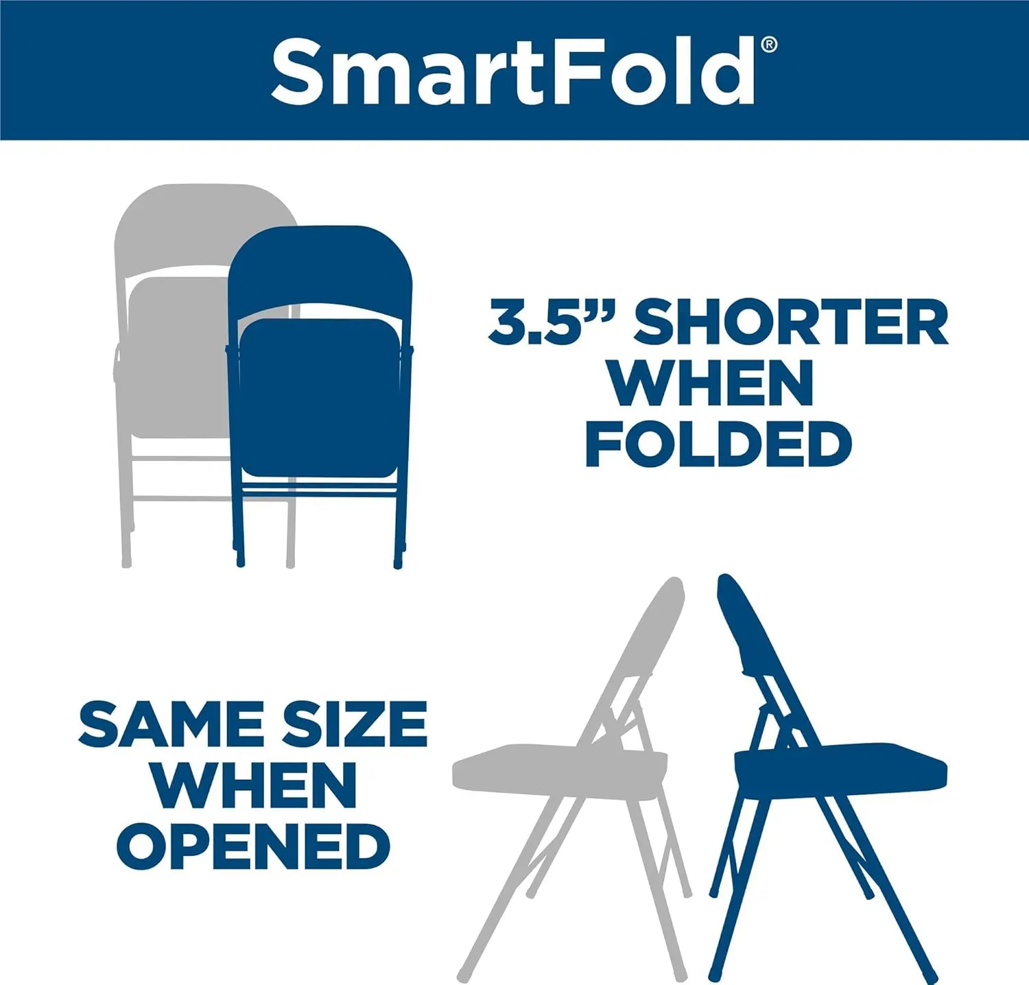 NEW SmartFold All-Steel Folding Chair, 4-Pack, Black USA