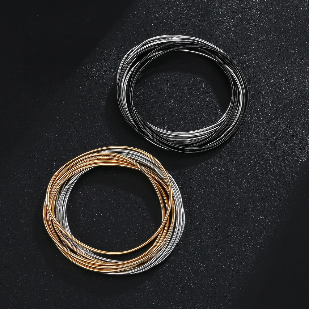 Metal Stainless Steel Waterproof Spring Mixed Color Expandable Bracelet Classic Guitar String Annular Charm Jewelry Unisex Gifts 5
