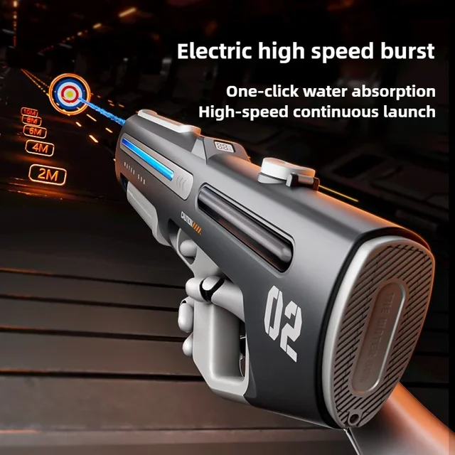 Powerful 2IN1Manual&Manual Water Gun Toy Set With LED Water Absorption Water Pistol Spray Blaster Outdoor Pool Toys for Kids 2