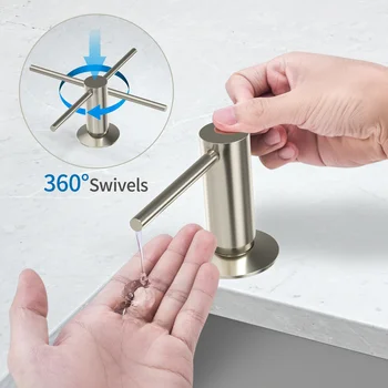 Samodra เครื่องจ่ายสบู่เหลวทองเหลืองพร้อมชุดหลอดขยายเครื่องจ่ายสบู่เหลวแบบนิกเกิลขัดเงาสำหรับห้องครัวอ่างล้างหน้าในห้องน้ำ 2