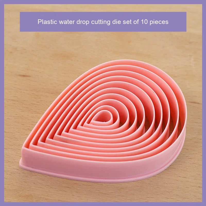 10pcs Pink Water Drop Shape Petal Cookie Cutters For Kitchen Cookie Tools Baking Cake Mold
